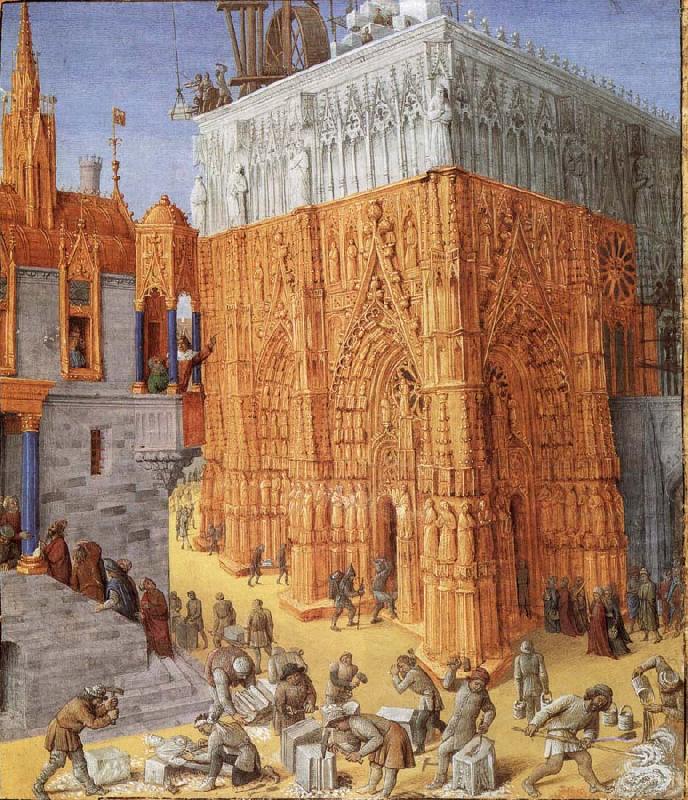 Jean Fouquet The building of the temple to jerusalem, from Flavius Josephus De antiquity skills and wars of the Jews china oil painting image